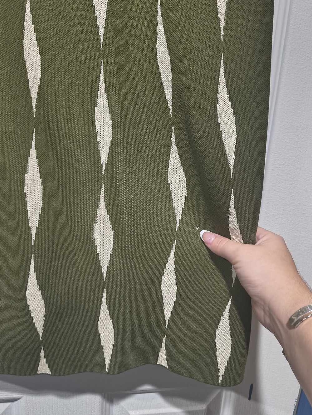 Saunders Collective Green Diamond Jacquard Short Sleeve Sweater Dress - Size M - Picture 14 of 15